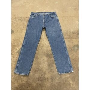 Wrangler 96501DS Jeans Mens 38x32 Medium Wash Blue Regular Straight Leg Zip Fly